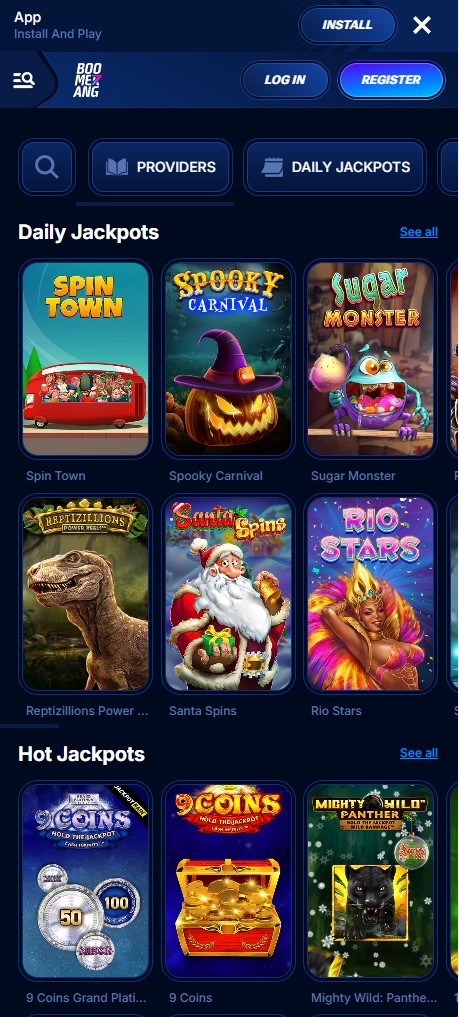 Jackpot-Slots auf dem Smartphone bei Boomerang Casino