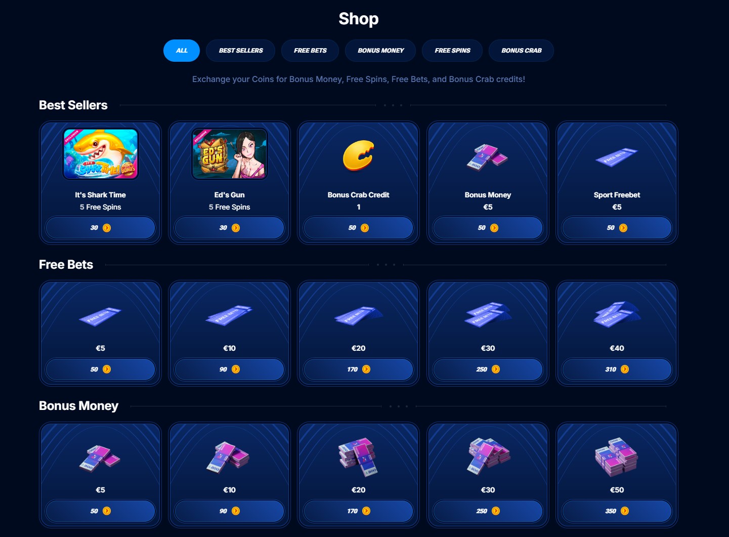 Boomerang Bet Treueprogramm und Bonus Shop